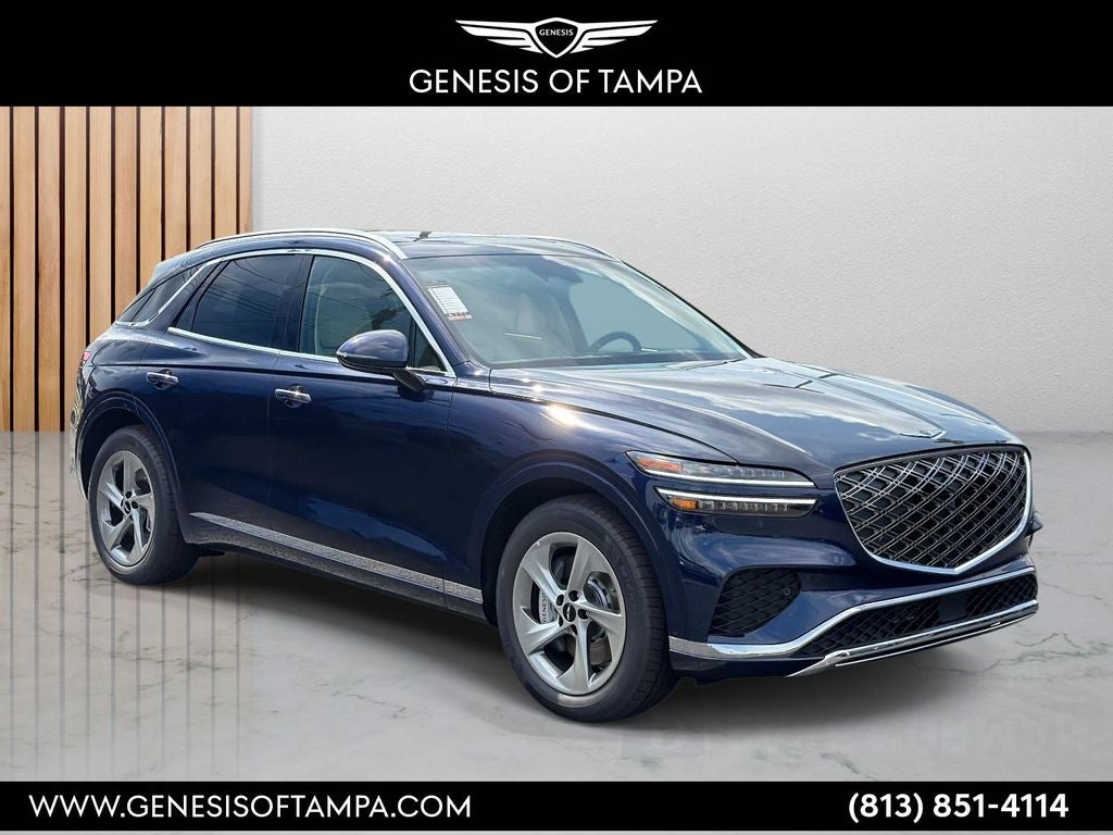 2026 Genesis GV70 2.5T Select in Capri Blue — front three-quarter view