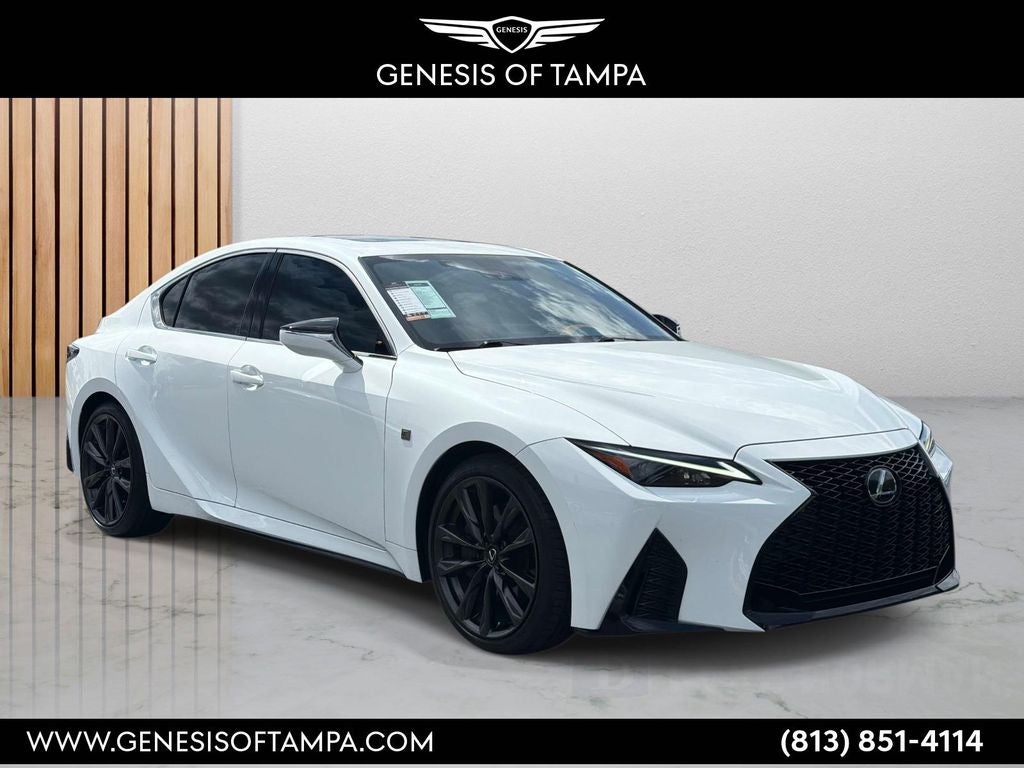2025 Lexus IS 350 F SPORT Design in Ultra White — front three-quarter view