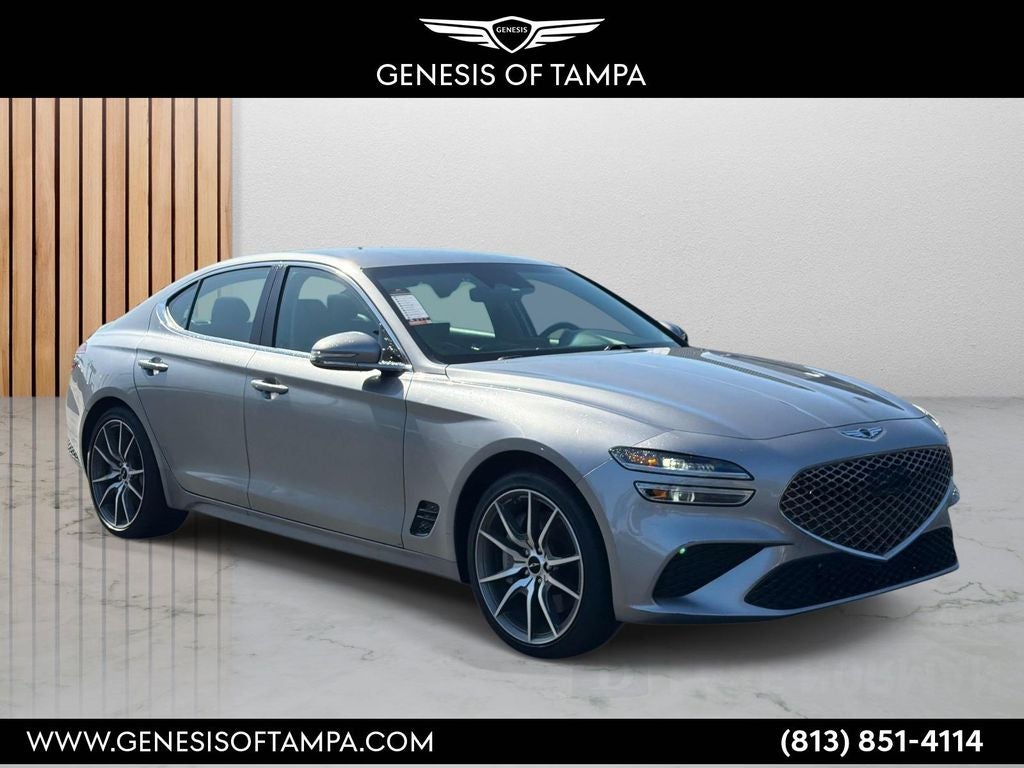 2025 Genesis G70 2.5T in Savile Silver — front three-quarter view