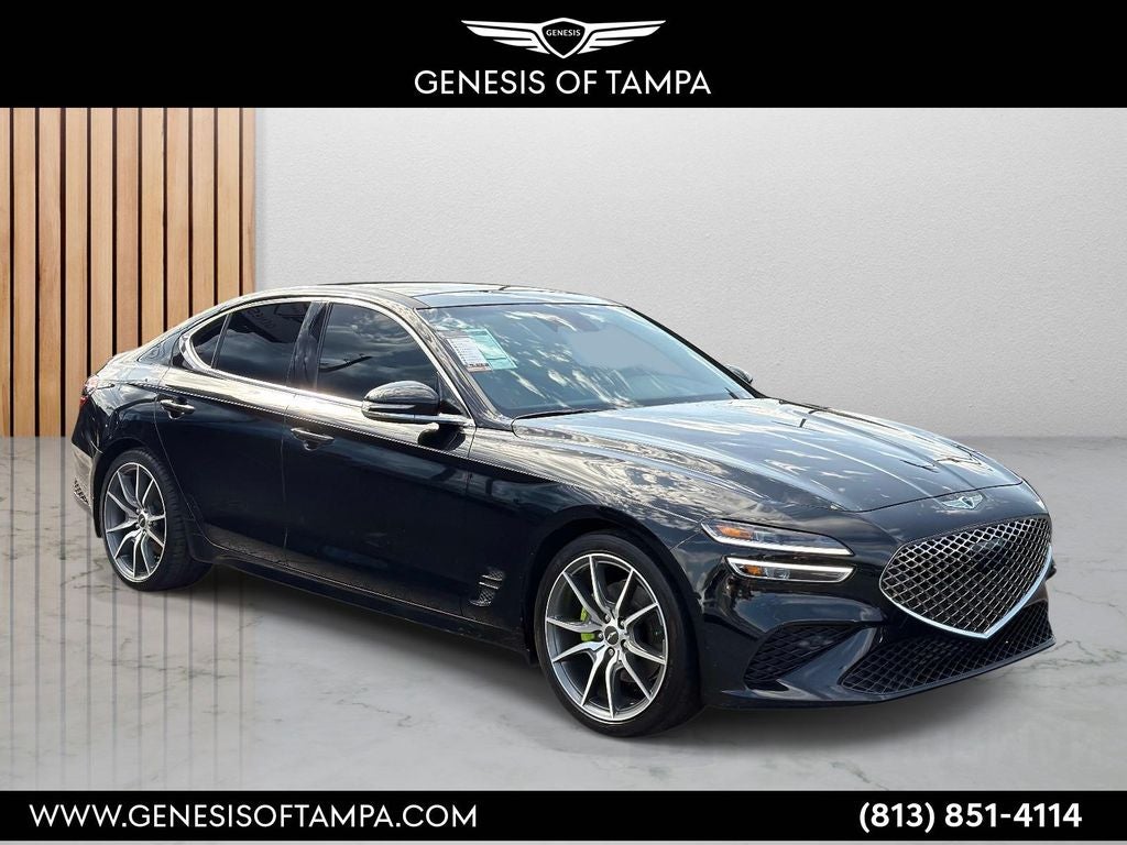 2022 Genesis G70 2.0T in Vik Black — front three-quarter view
