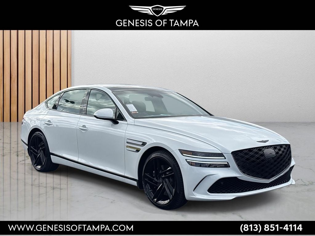 2026 Genesis G80 3.5T in Uyuni White — front three-quarter view