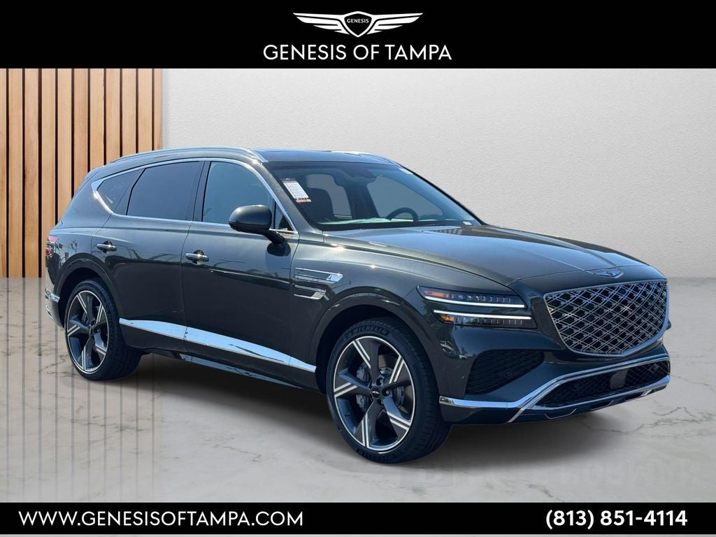 2026 Genesis GV80 2.5T Prestige in Storr Green — front three-quarter view