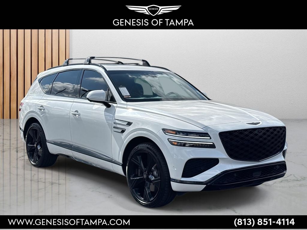 2026 Genesis GV80 3.5T Prestige Black in Uyuni White — front three-quarter view