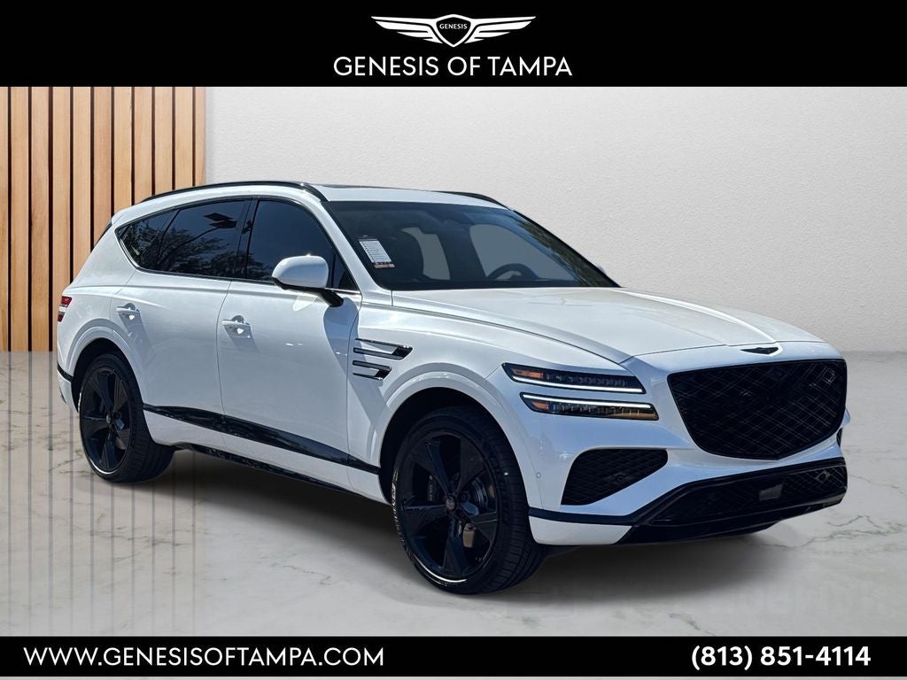 2026 Genesis GV80 3.5T Prestige Black in Uyuni White — front three-quarter view