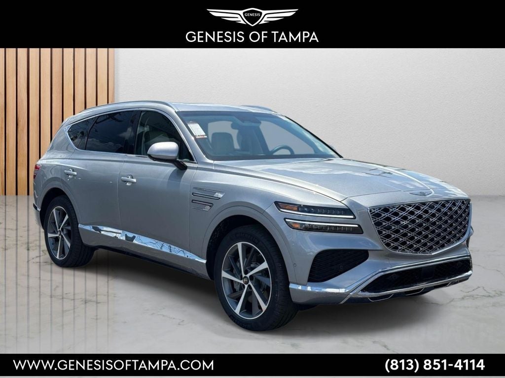 2026 Genesis GV80 3.5T Advanced in Savile Silver — front three-quarter view