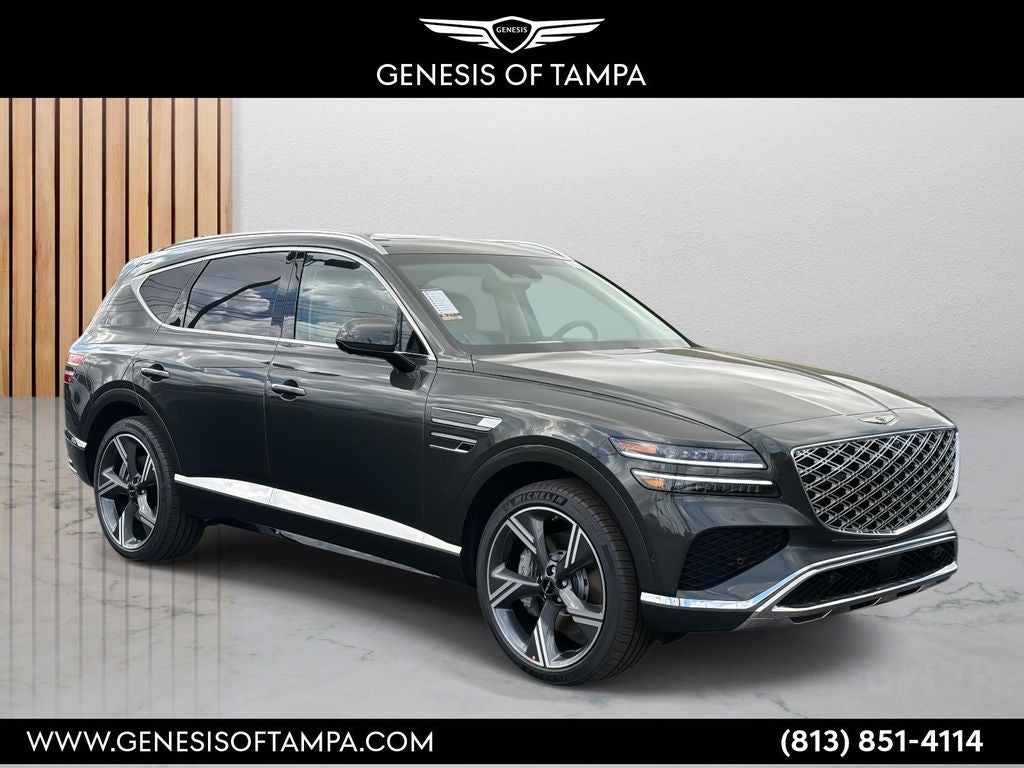 2026 Genesis GV80 3.5T Prestige in Storr Green — front three-quarter view