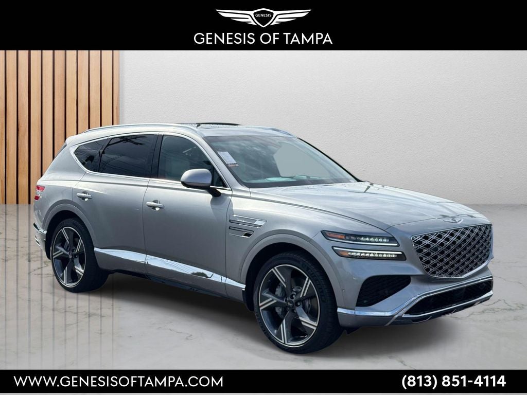 2026 Genesis GV80 3.5T Prestige in Savile Silver — front three-quarter view