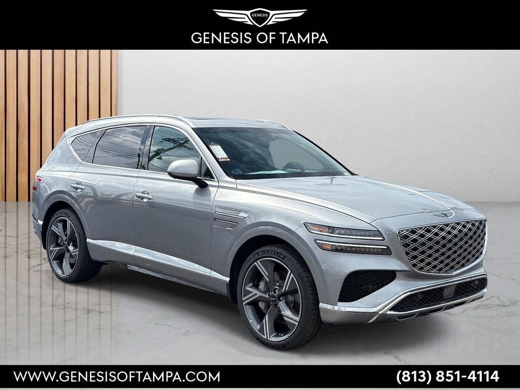 2026 Genesis GV80 3.5T Prestige in Savile Silver — front three-quarter view