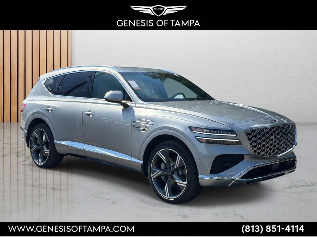 2026 Genesis GV80 3.5T Prestige in Savile Silver — front three-quarter view
