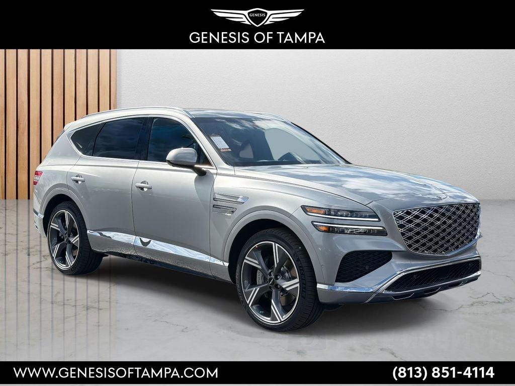 2026 Genesis GV80 3.5T Prestige in Savile Silver — front three-quarter view