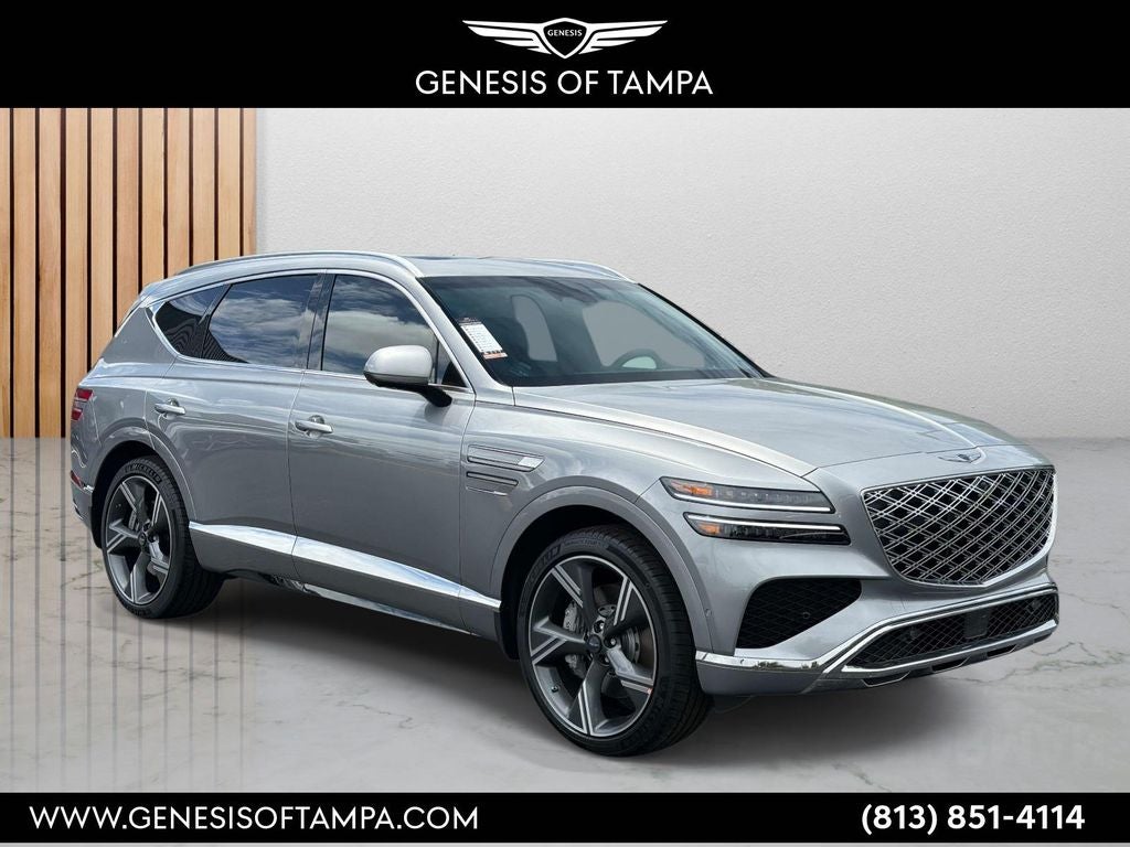 2026 Genesis GV80 3.5T Prestige in Savile Silver — front three-quarter view