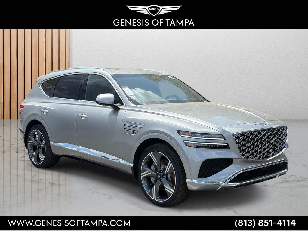 2026 Genesis GV80 3.5T Prestige in Savile Silver — front three-quarter view