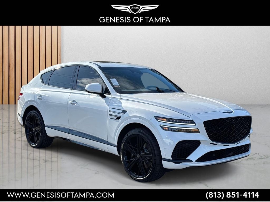 2026 Genesis GV80 Coupe 3.5T e-SC in Uyuni White — front three-quarter view